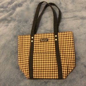 Black and Tan Gingham Print Longaberger purse